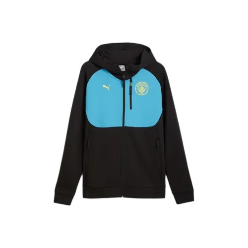 PUMA Manchester City Full Zip Hoodie Мужская Футболка Джерси Черно-Синяя