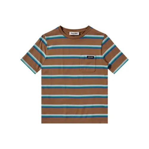 MIU MIU Рубашка с оборванным рукавом женская синяя и серая