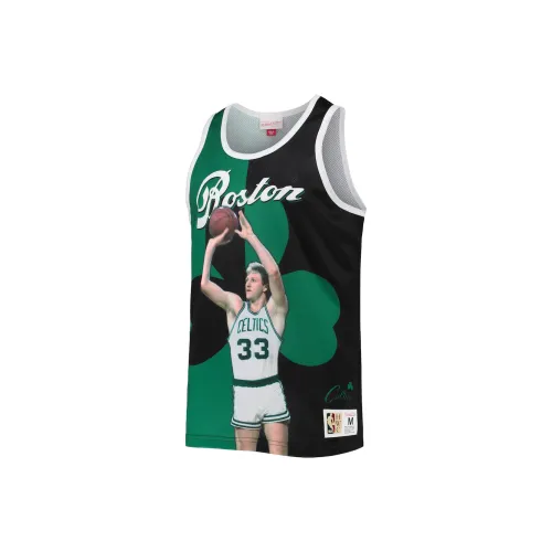 NBA Boston Celtics Team MITCHELL NESS Larry Bird Kelly Баскетбольная Джерси Мужская Зеленая Черная