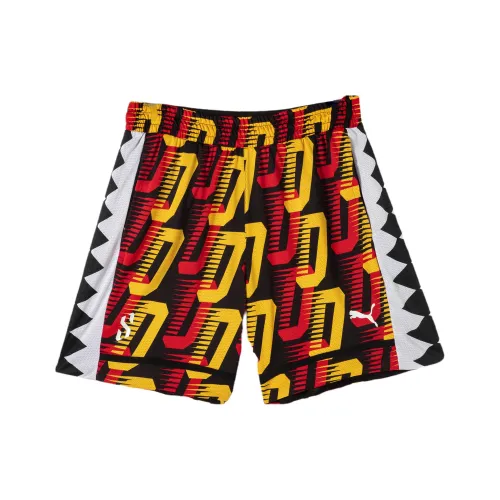 PUMA Баскетбольные шорты Мужские Черные Full с принтом