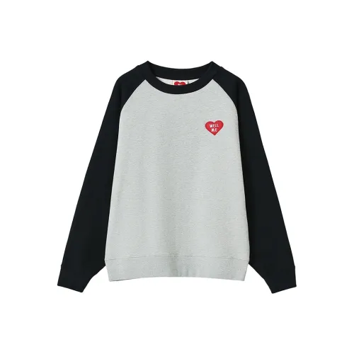 WELLME Свитшот Унисекс Черный Серый Пэчворк