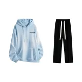 Комплект одежды (Свитшот Glacier Blue + Черные повседневные штаны)
