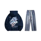 Set (Dark Blue Fleece-Lined + Dark Blue Jeans)  
Комплект (Темно-синий с флисовой подкладкой + темно-синие джинсы)