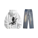 Set (Белый с флисовой подкладкой + Ностальгический синий джинсы)