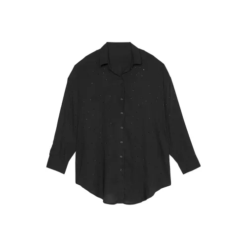 Victoria's Secret Розовый Boyfriend Платье-рубашка Черная Рубашка Женская Черная