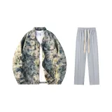 Set (Blue Lotus Floral Design + Gray Casual Pants)  
Комплект (Синий Лотос Цветочный Дизайн + Серые Повседневные Штаны)