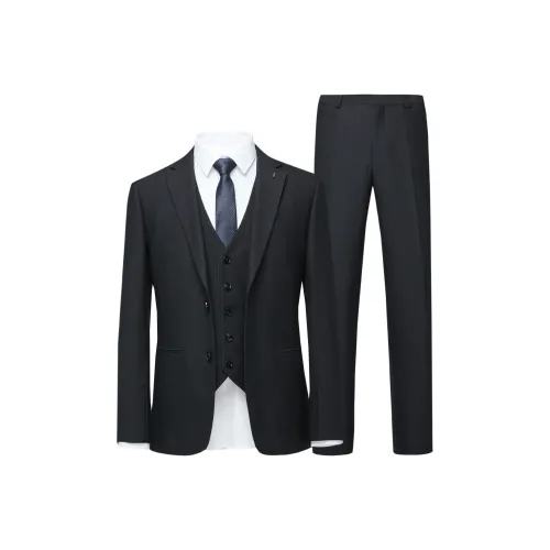 HLA Темно-синий Клетка 99 Костюм+Брюки+Жилет Мужской Деловой костюм