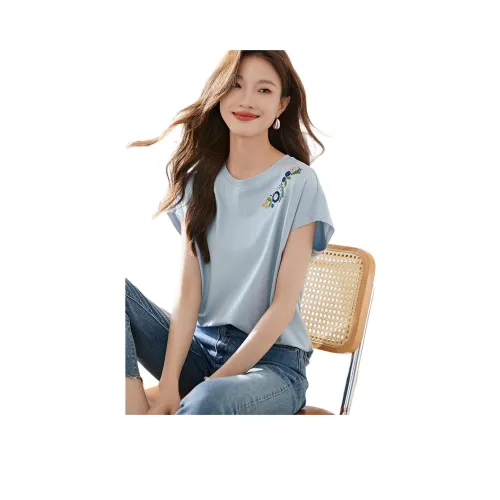 Mo Han Yi Mei T Рубашка Женская Светло-Синяя