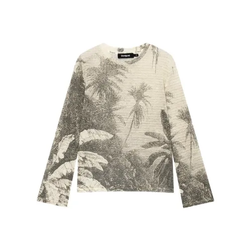 Desigual T-Shirt Женская Бежевая с принтом