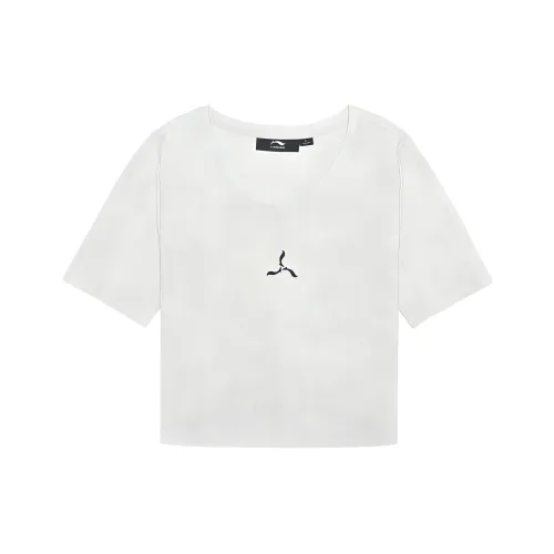 LI NING 1990 T Рубашка Женская Экрю