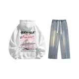 Set (Белый с флисовой подкладкой + Винтажные синие джинсы)