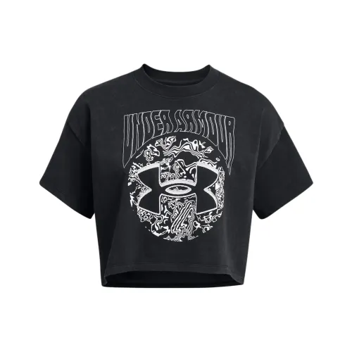 Under Armour Рукав с оборванным плечом T-рубашка Женская Черная