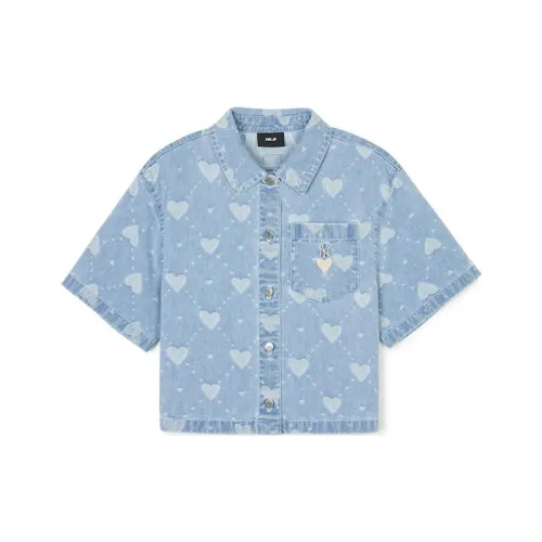 Mlb Base Logo SS24 Рубашка Женская Светло-Синяя