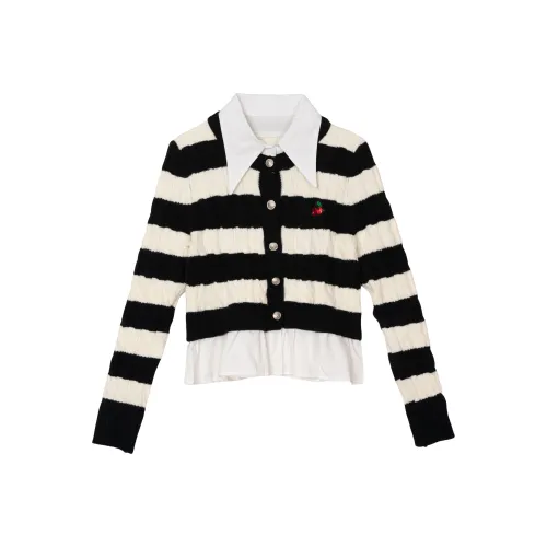 FAWENXIANGZI Свитер Женский Черный Белый Полосы