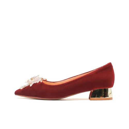 QITUMAUL Грубый каблук Высокие каблуки Женские Красный