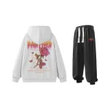 Комплект одежды (Белый свитшот + Черные спортивные штаны)