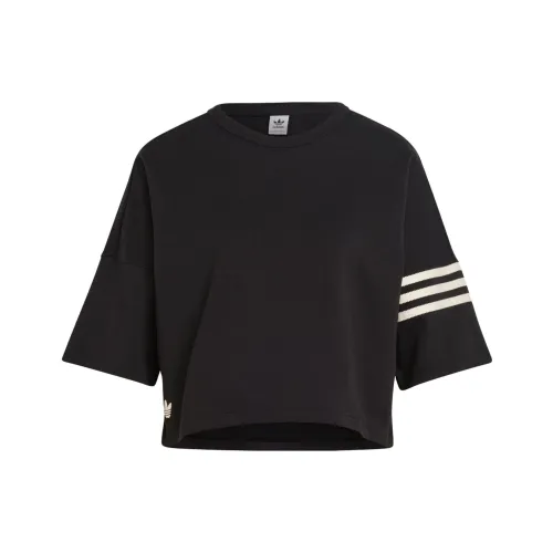 Adidas Originals Classic Three Stripe Series Рукав с оборкой T-рубашка Женская Черная