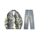 Set (Синий лотос с цветочным дизайном + винтажные синие джинсы)