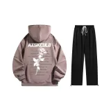 Комплект одежды (Топ Лотосовый корень Пудра + Черные штаны)