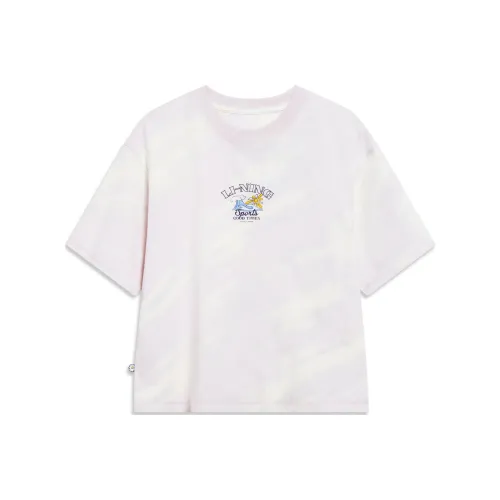 LINING Sports trend series Веро-розовый фиолетовый Женские футболки