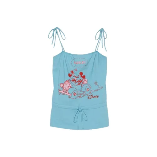 GUCCI X Disney X GUCCI FW19 Топ на бретелях Женский Темно-Небесно-Синий
