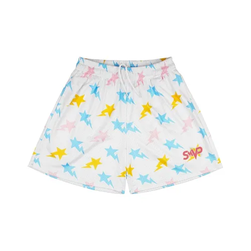 BKCXZICE Баскетбольные шорты Лето Унисекс Белое основание Желтый FIVE Пятиконечная звезда