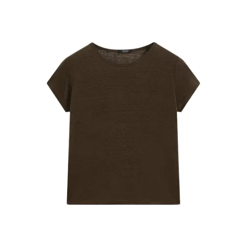 Massimo Dutti T-рубашка женская темно-оливково-зеленый