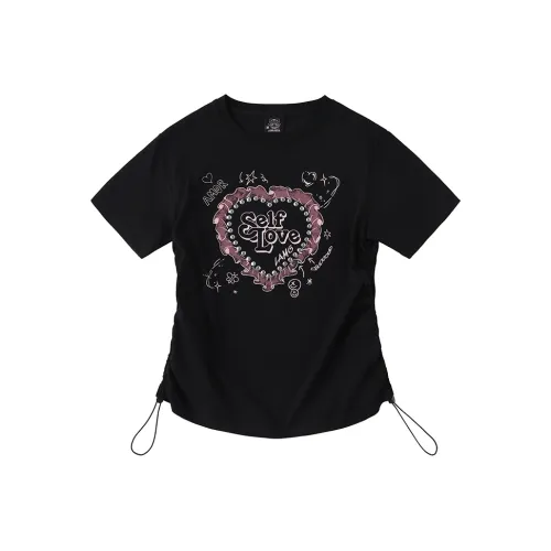 LAMLICKA Т-рубашка с оборванным рукавом женская черная