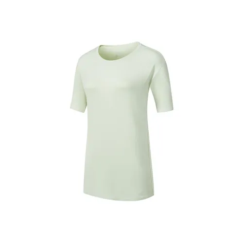 Saucony Т-рубашка с рукавом спущенный плечевой ремень женская светло-молочный желтый зеленый