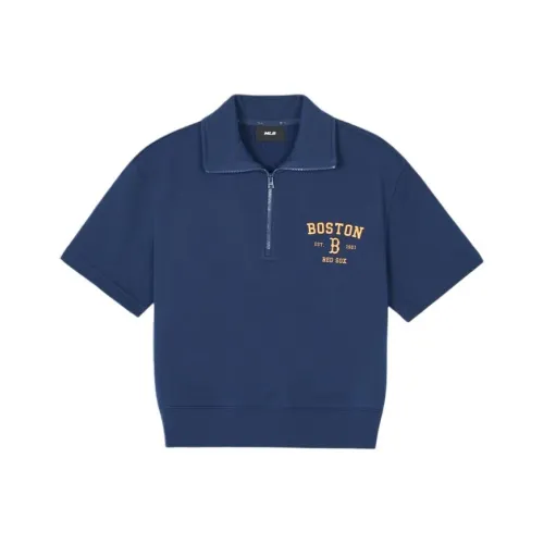 MLB Рукав с оборотом T-рубашка Женская Синяя