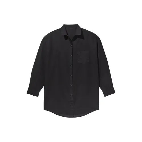 Victoria's Secret Розовый Boyfriend Платье-рубашка Черная Рубашка Женская Черная