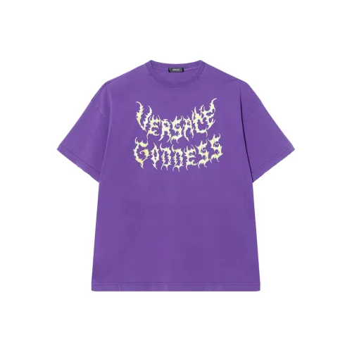 VERSACE Т-рубашка с оборванным плечом женская фиолетовая