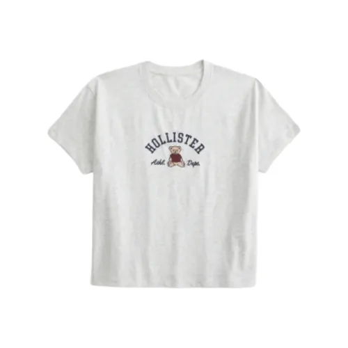 Hollister Т-рубашка с оборванным плечевым рукавом женская серая