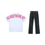 Светло-синий топ + черные штаны