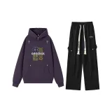 Комплект одежды (Фиолетовый топ + Ночные черные штаны)