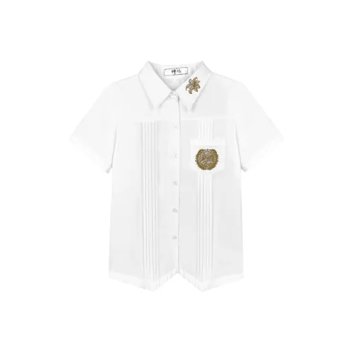 SHENBEI JK Sacred Ban Белая укороченная рубашка с рукавами Женские рубашки