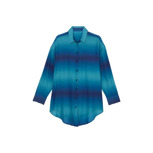 Victoria's Secret Розовый Boyfriend Платье-рубашка Синий Ombre Рубашка Женская Синяя