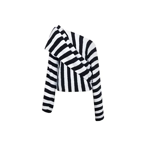 BALMAIN SS22 Свободный крой Свитер Женский Черный Белый