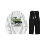 Комплект одежды (Белый топ + Черные штаны)