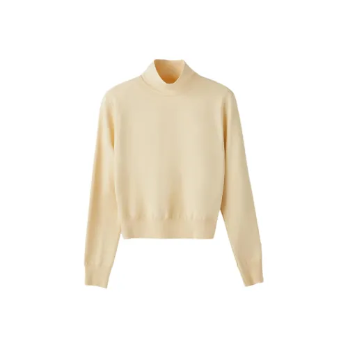 RECTO FW24 RECTO Классический Черепаха Шея Свитер Женские Масло Бежевый