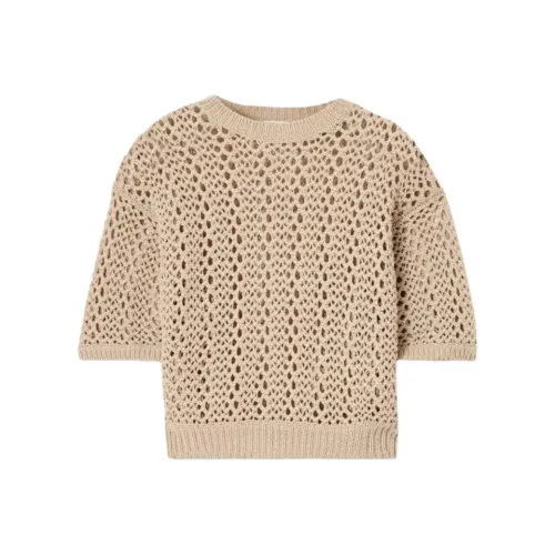 Brunello Cucinelli Темно-бежевые Женские Свитеры