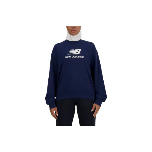 New Balance Sport Essentials French Terry Логотип Носки Crew Свитер Женский Синий