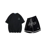 Черная рубашка с короткими рукавами+черные шорты