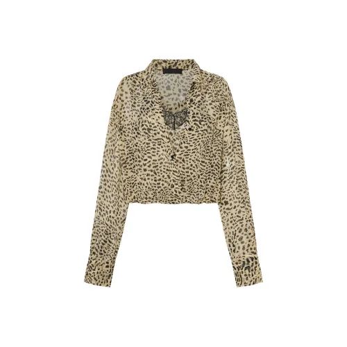 MOCO T Рубашка Женская Абрикос Коричневый Леопардовый Печатный