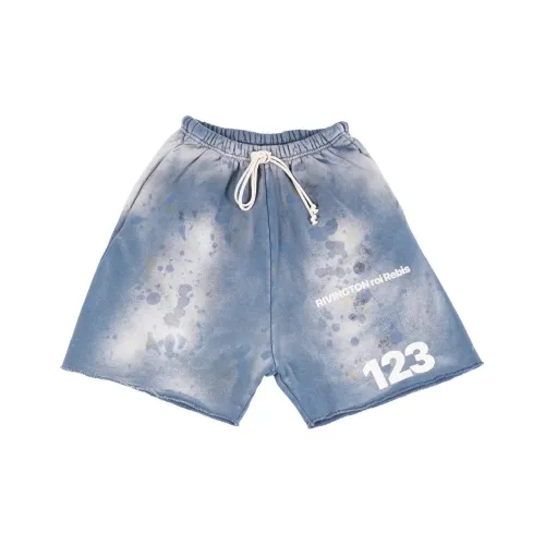RRR 123 Washed Sea Blue Men's Casual Shorts
