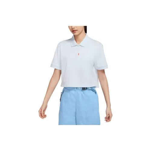 nike Поло Женское Серый Белый