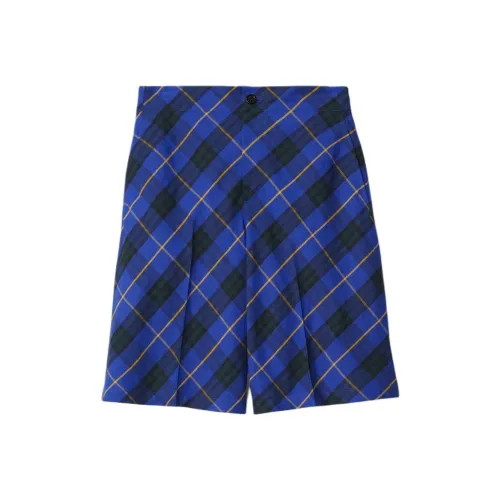 Burberry Check Linen Shorts Casual Shorts Men's Blue