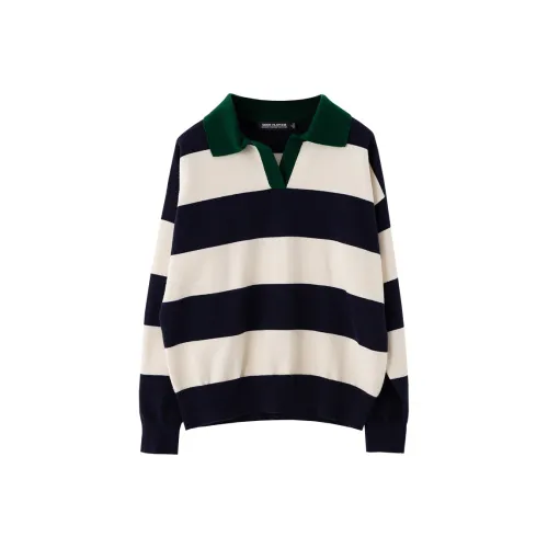 SOON FLOWER Трикотаж Весна-осень Женский Синий Белый Полосатый