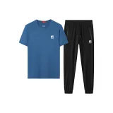 Комплект одежды (Черная синяя рубашка с коротким рукавом + черные штаны)