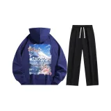 Комплект (Темно-синий свитшот + черные штаны)